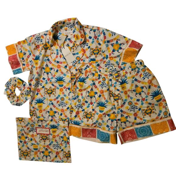 NWT Denise Rae M Pajama Set W/Accessories Organic Poplin Preppy Sustainable - Picture 1 of 8